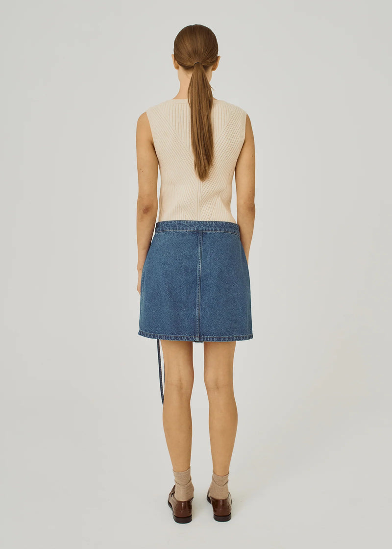 NINNI TIE DENIM SKIRT