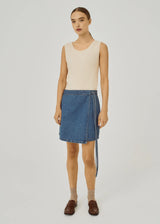 NINNI TIE DENIM SKIRT