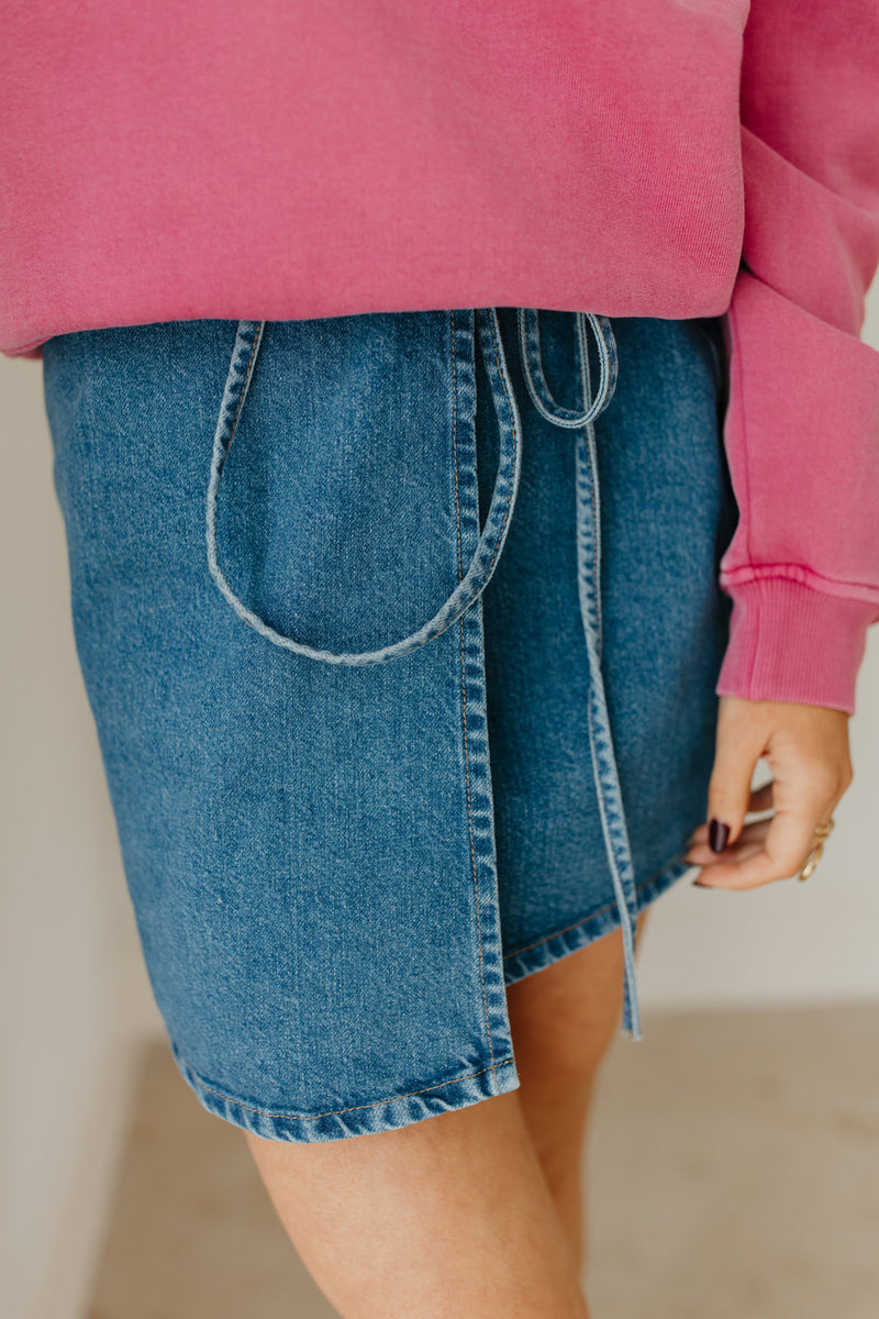 NINNI TIE DENIM SKIRT